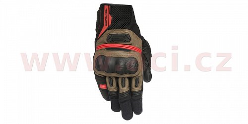 rukavice HIGHLANDS, ALPINESTARS - Itálie (černé/hnědé/červené)